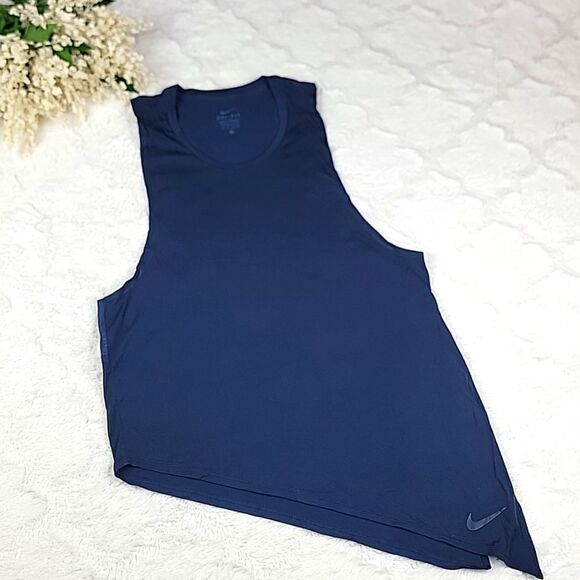 NIKE Dri-Fit‎ Tank Top Women's XS Navy Side Tie Asymmetrical - Picture 1 of 6